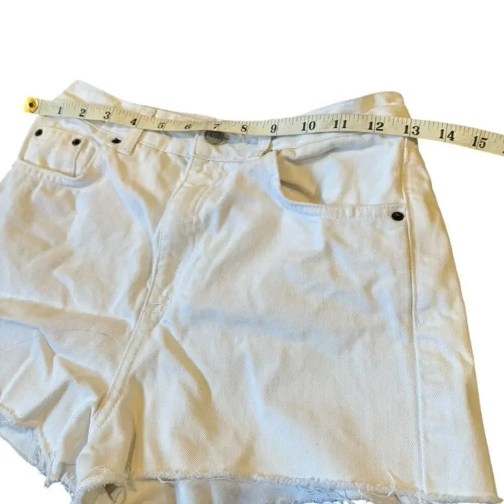 Topshop White Mom Cutoff Denim Shorts Size 8